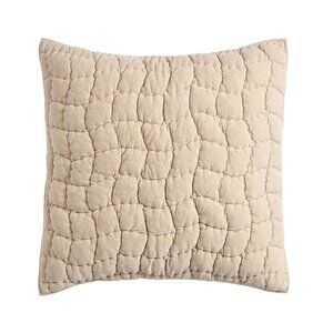 Pottery Barn Cozy Cloud Cotton Linen Quilted EURO Pillow Sham Cover Shell NEW